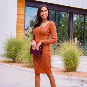 Rust colored ribbed dress